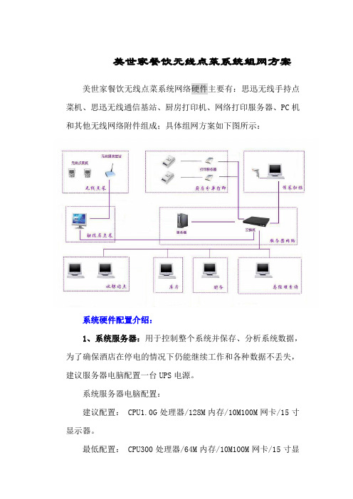 美世家餐饮无线点菜系统组网方案