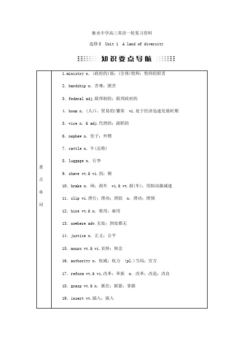 08 衡水中学高三英语一轮复习资料——选修八