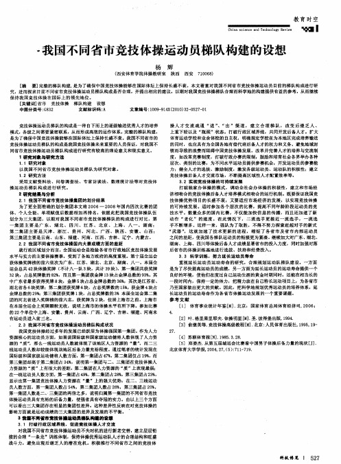 我国不同省市竞技体操运动员梯队构建的设想