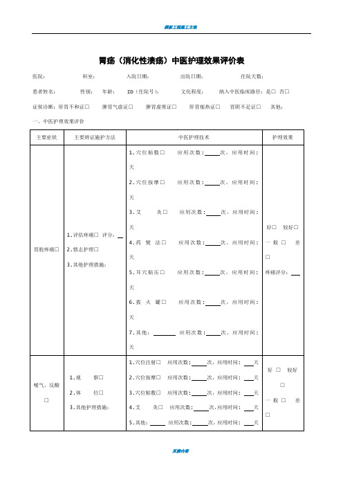 19个病种中医护理方案评价表