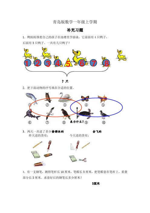 青岛版小学数学一年级上册补充习题4智慧