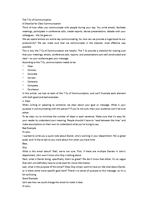 The 7 Cs of Communication 沟通的七个重点