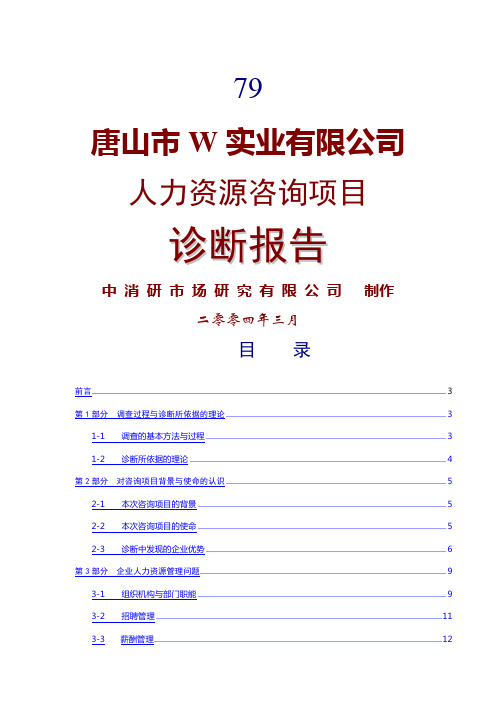 实业有限公司人力资源咨询项目诊断报告