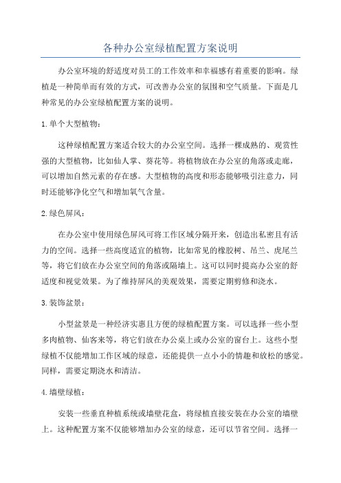 各种办公室绿植配置方案说明