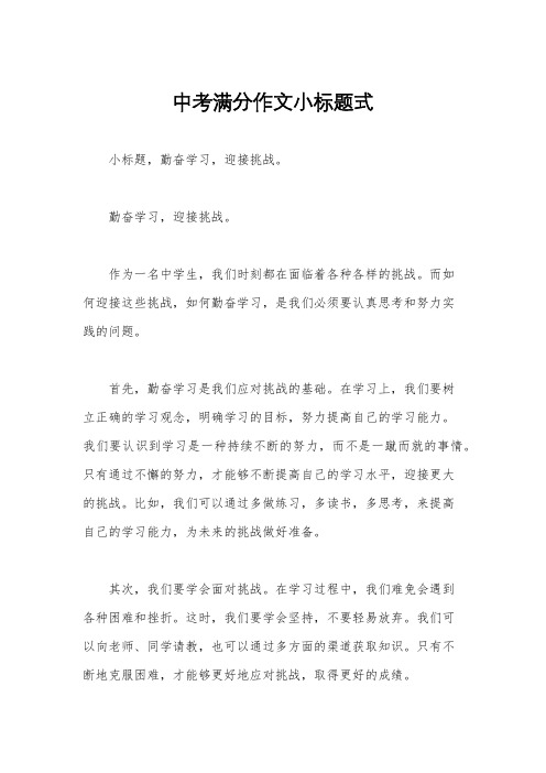 中考满分作文小标题式