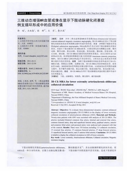 三维动态增强MR血管成像在显示下肢动脉硬化闭塞症侧支循环形成中的应用价值