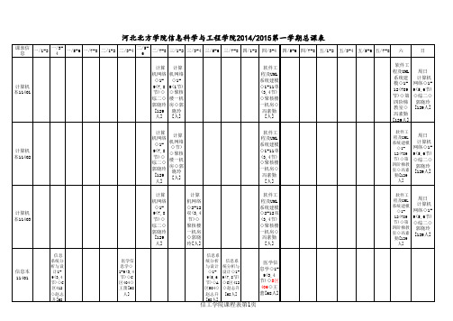 信工学院2014-2015-1课程表