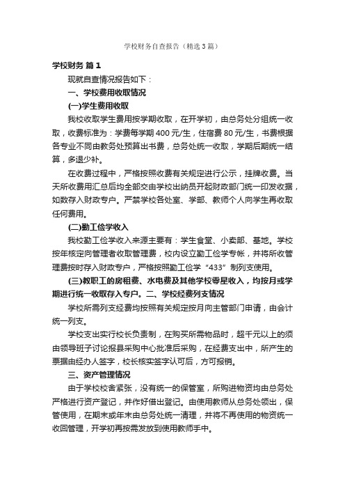 学校财务自查报告（精选3篇）