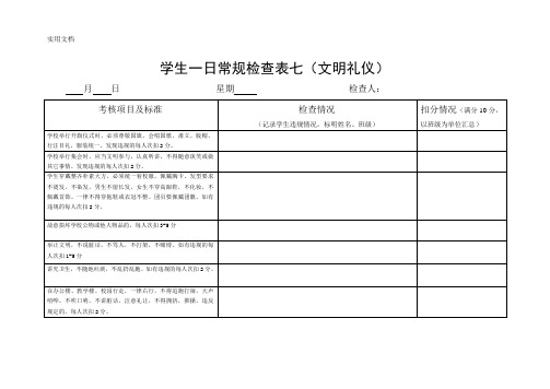 学生一日常规检查表(文明礼仪)