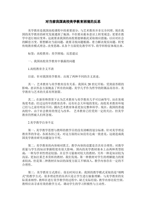 对当前我国高校美学教育困境的反思