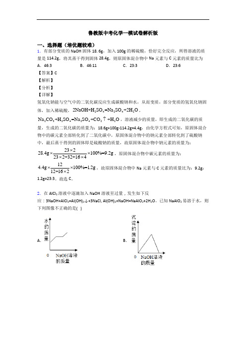 鲁教版中考化学一模试卷解析版