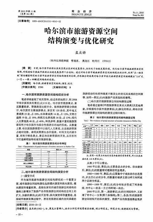 哈尔滨市旅游资源空间结构演变与优化研究