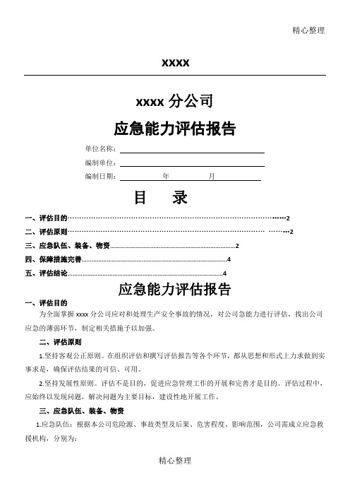 XX公司应急能力评估报告