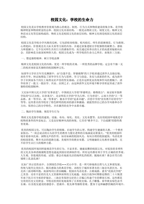 校园文化：学校的生命力