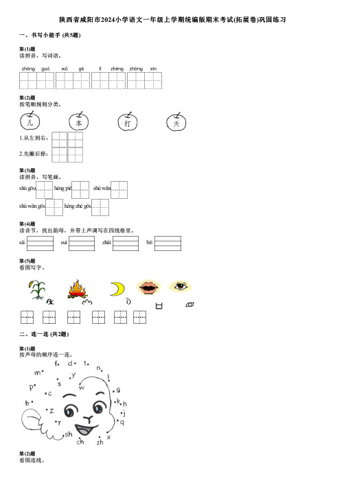 陕西省咸阳市2024小学语文一年级上学期统编版期末考试(拓展卷)巩固练习