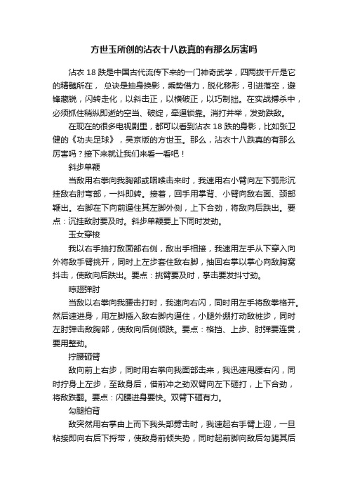 方世玉所创的沾衣十八跌真的有那么厉害吗