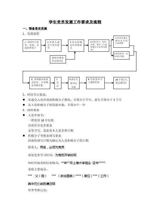 学生党员发展工作要求及流程