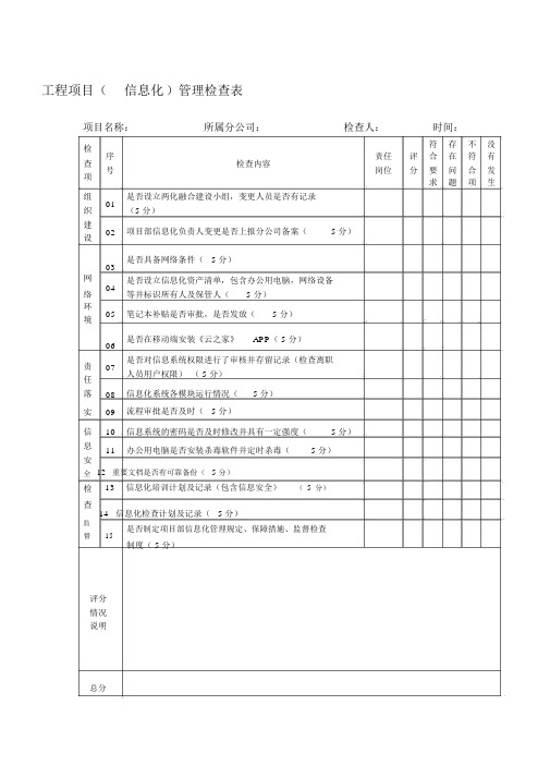 信息化管理检查表