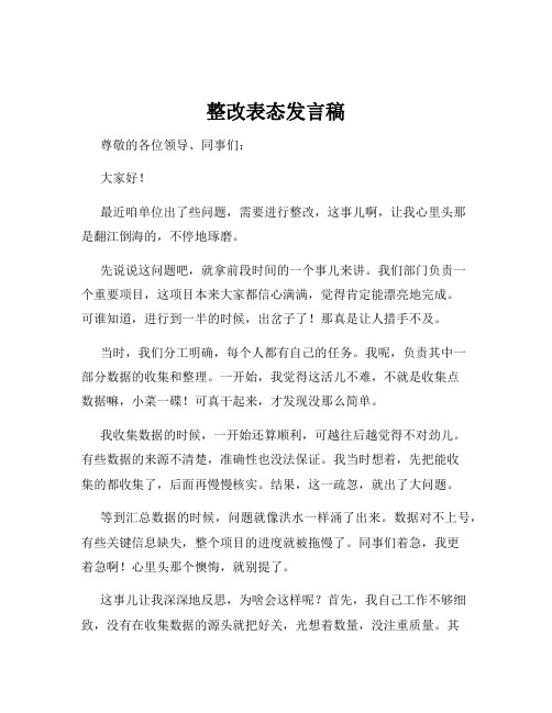 整改表态发言稿