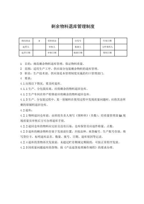 GMP-060剩余物料退库管理制度