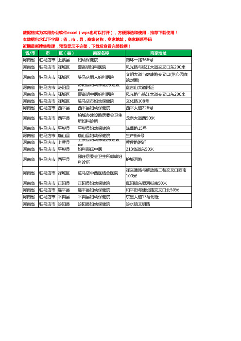 2020新版河南省驻马店市妇幼医院工商企业公司商家名录名单黄页联系号码地址大全18家