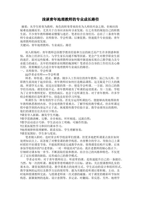 浅谈青年地理教师的专业成长路径