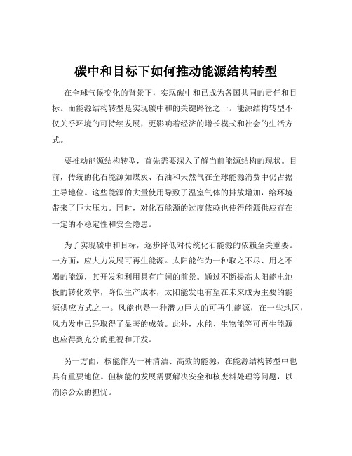 碳中和目标下如何推动能源结构转型