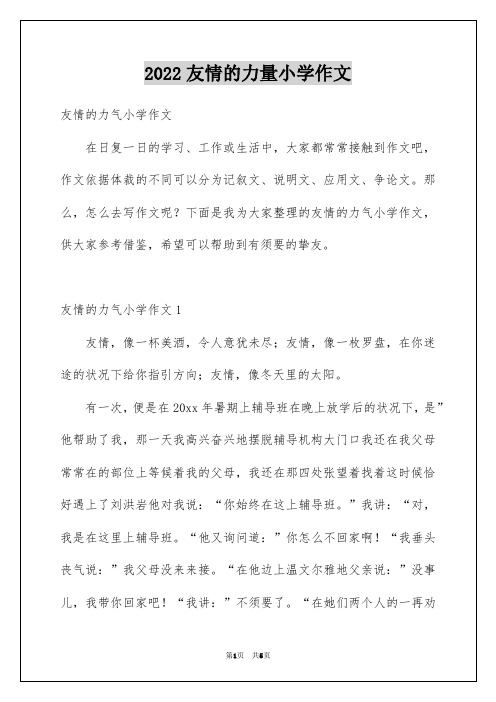 2022友情的力量小学作文