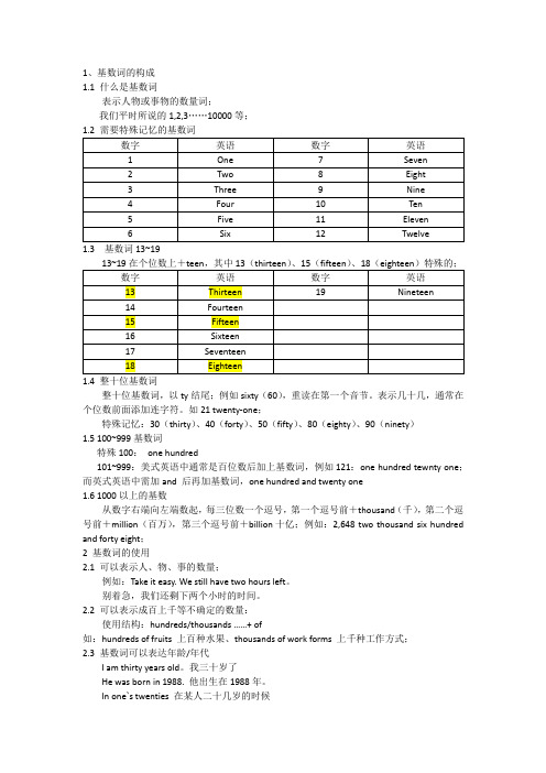 英语语法-基数词