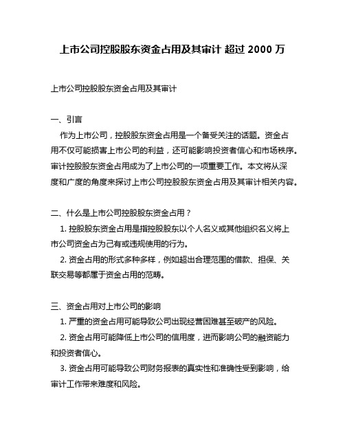 上市公司控股股东资金占用及其审计 超过2000万