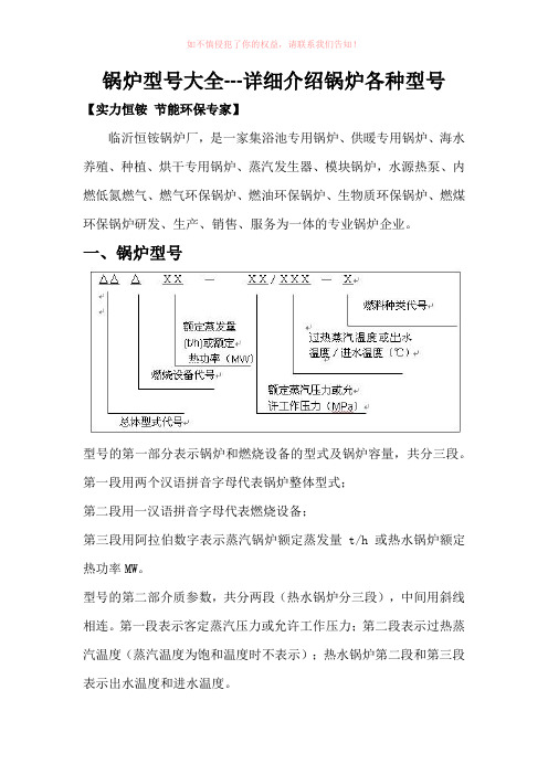 锅炉型号种类大全---详细介绍锅炉各种型号种类参考模板