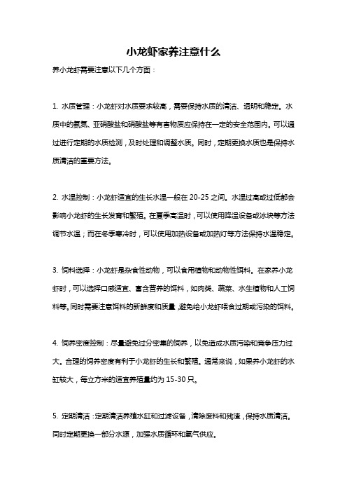 小龙虾家养注意什么