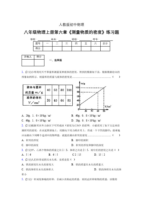 (中考)物理《测量物质的密度》专项模拟练习(含答案) (589).pdf