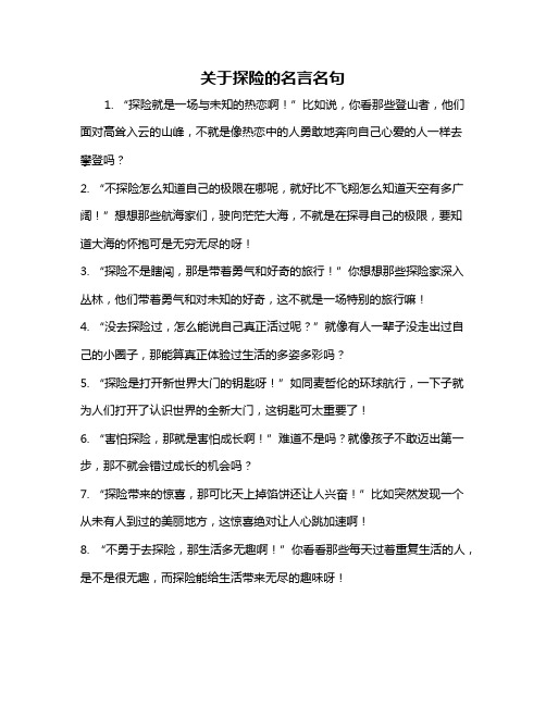 关于探险的名言名句