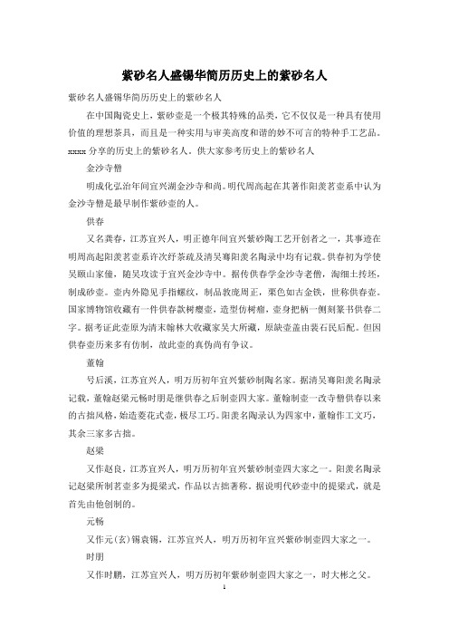 紫砂名人盛锡华简历历史上的紫砂名人