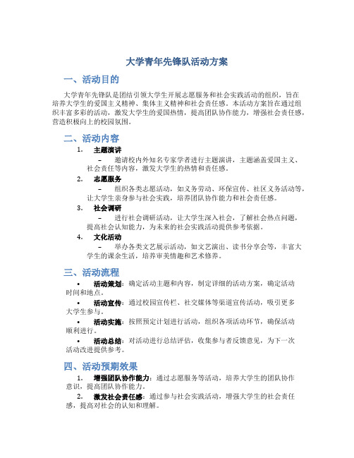 大学青年先锋队活动方案