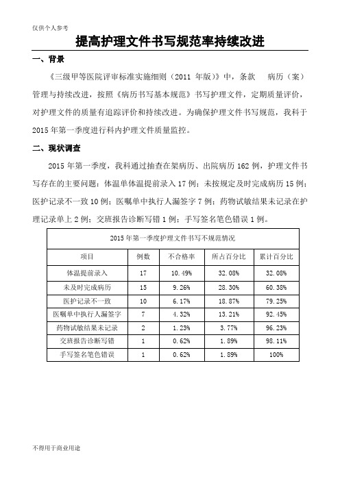 提高护理文件书写合格率PDCA