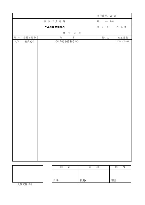 产品检验控制程序