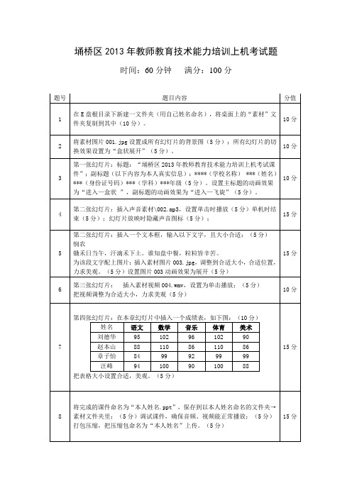 埇桥区教师教育技术上机考试题1