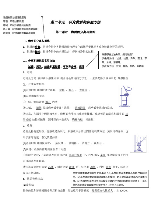 高中化学必修一--专题一-第二单元-研究物质的实验方法