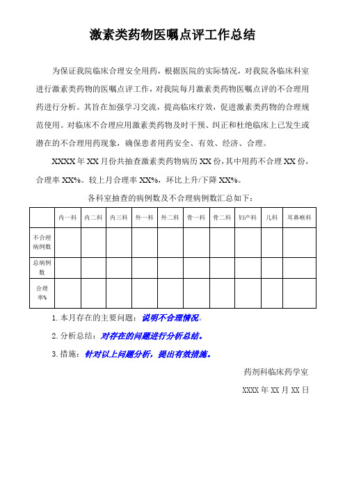 处方及用药医嘱点评工作总结