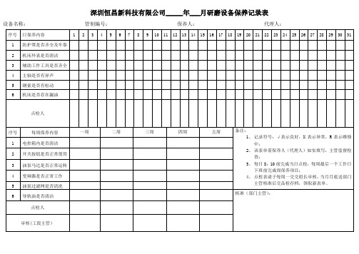 设备保养记录表