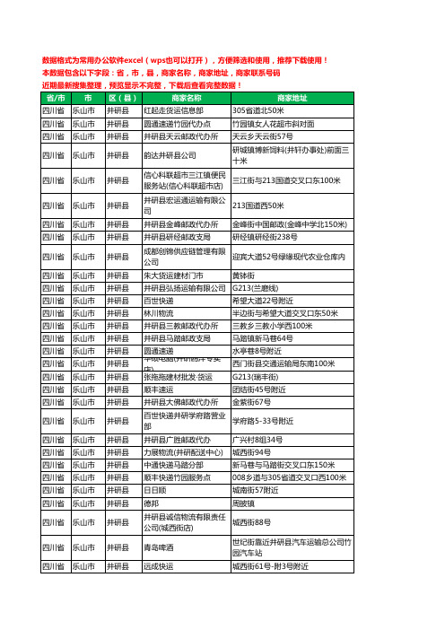 2020新版四川省乐山市井研县运输工商企业公司商家名录名单黄页联系电话号码地址大全113家