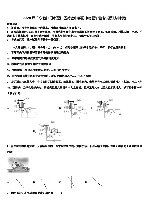 2024届广东省江门市蓬江区荷塘中学初中物理毕业考试模拟冲刺卷含解析