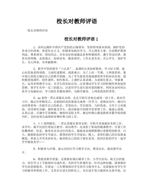 校长对教师评语