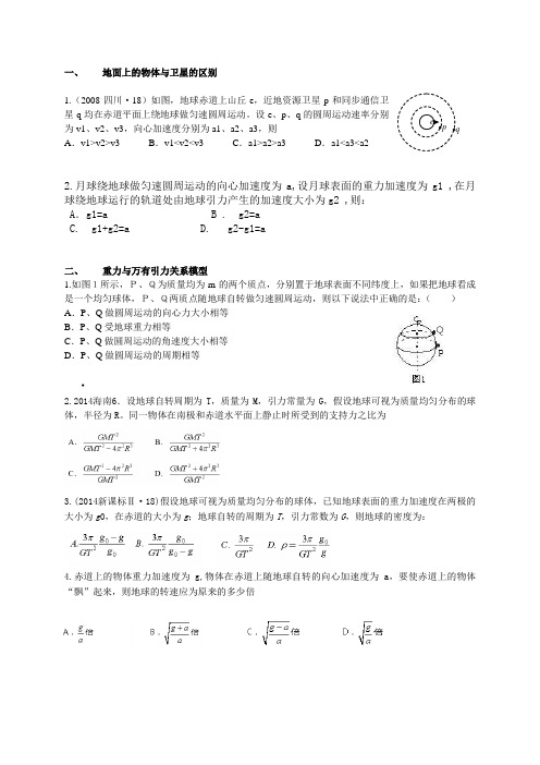 地面上的物体与卫星的区别