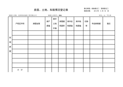 铁西地税房产土地税调查表附表一