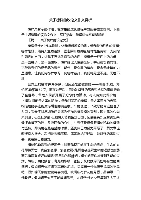 关于榜样的议论文作文赏析