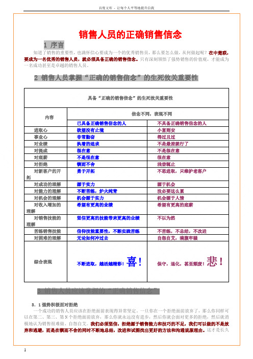 销售人员的正确销售信念