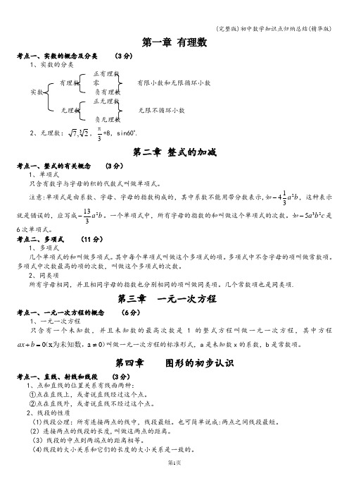 (完整版)初中数学知识点归纳总结(精华版)